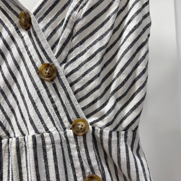 Urban Outfitters Amber Striped Linen Button-Through Midi Dress | Size S - Picture 3 of 5